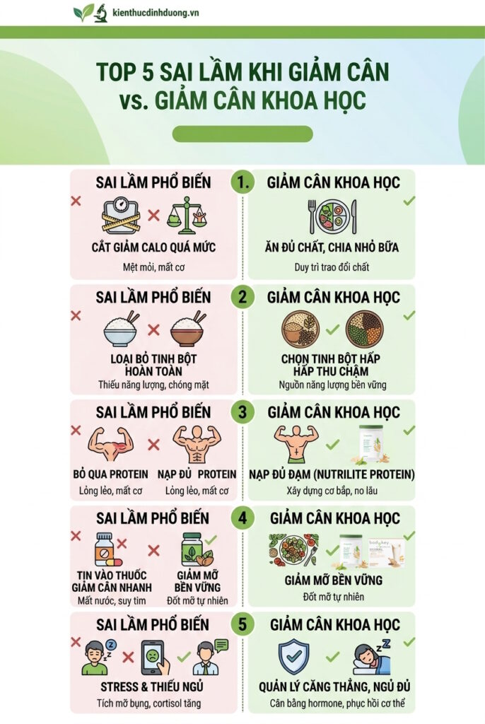 Bạn đang áp dụng chế độ giảm cân khắc nghiệt nhưng không hiệu quả? Xem ngay 5 sai lầm khi giảm cân phổ biến khiến bạn mệt mỏi và dễ tăng cân trở lạ